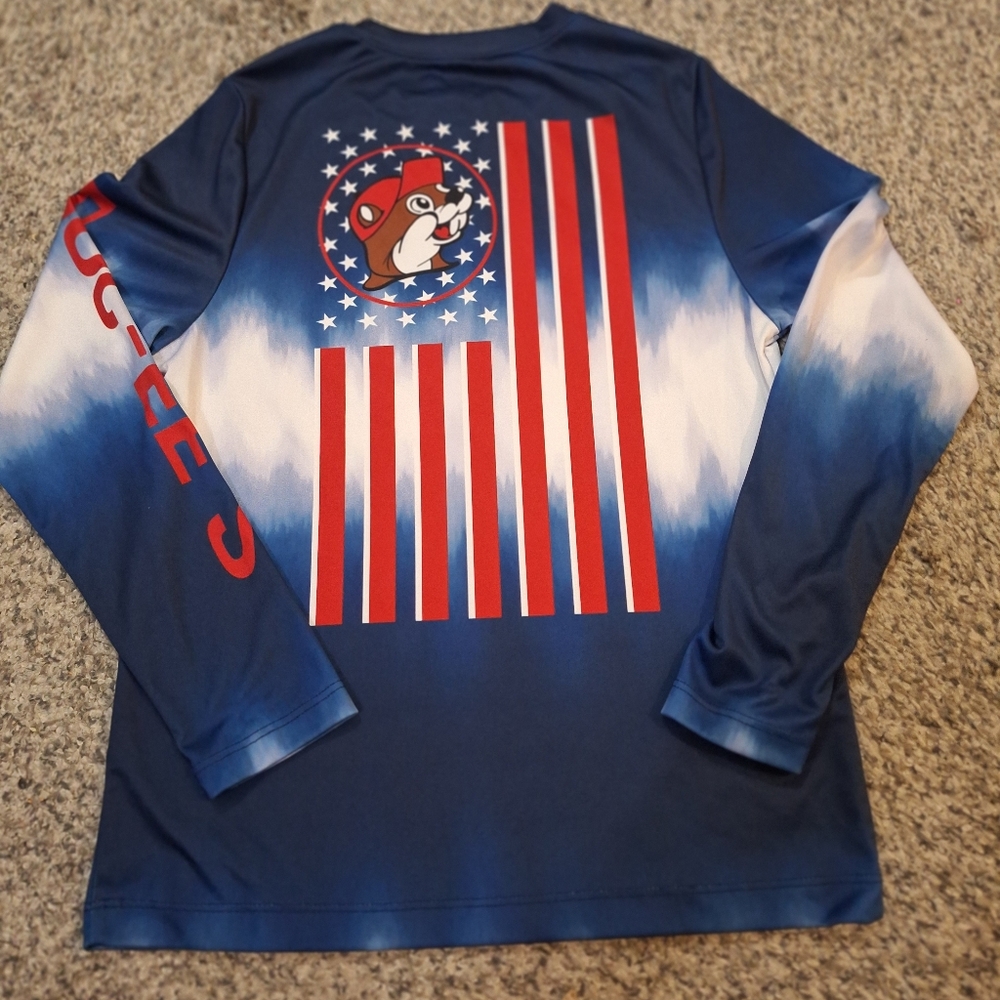 BUC-EE'S Long Sleeve Dri Fit Boys American Flag Size Youth Small